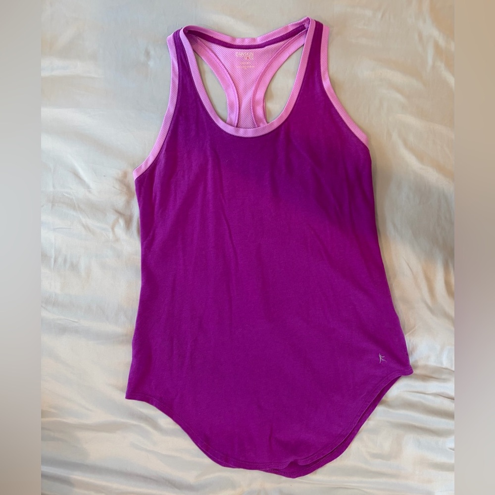 Danskin Now Magenta Racerback Tank with Light Pink Trim